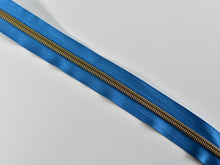Load image into Gallery viewer, Sapphire Blue Zipper Tape with Antique Bronze Teeth - No. 5
