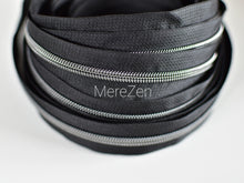 Load image into Gallery viewer, Black Zipper Tape with Gunmetal Teeth - No. 5

