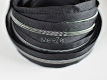 Load image into Gallery viewer, Black Zipper Tape with Gunmetal Teeth - No. 5