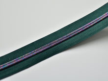 Load image into Gallery viewer, Green Zipper Tape with Iridescent teeth - No. 5