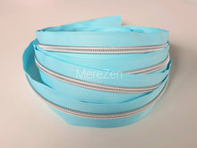 Load image into Gallery viewer, Arctic Blue Zipper Tape with Silver teeth - No. 5