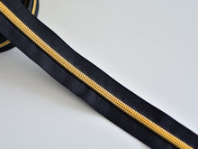 Load image into Gallery viewer, Black Zipper Tape with Antique Gold teeth - No. 5