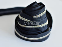Load image into Gallery viewer, Black Zipper Tape with Light Antique Bronze teeth - No. 5