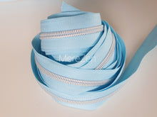 Load image into Gallery viewer, Baby Blue Zipper Tape with White Iridescent Teeth - No. 5