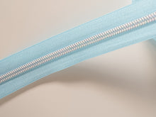 Load image into Gallery viewer, Baby Blue Zipper Tape with White Iridescent Teeth - No. 5