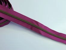 Load image into Gallery viewer, Plum Zipper Tape with Antique Bronze teeth - No. 5