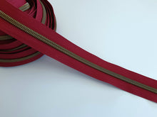 Load image into Gallery viewer, Wine Zipper Tape with Antique Bronze teeth - No. 5