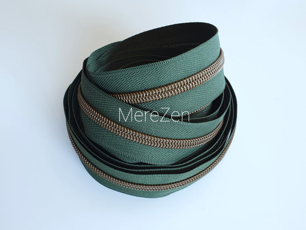 Army Green Tape with Antique Bronze Teeth - No. 5