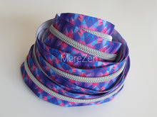 Load image into Gallery viewer, Geo Zipper Tape with Silver Teeth - No. 5
