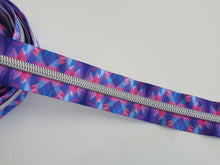 Load image into Gallery viewer, Geo Zipper Tape with Silver Teeth - No. 5