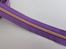 Load image into Gallery viewer, Purple Zipper Tape with Rose Gold Teeth - No.5
