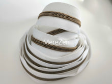 Load image into Gallery viewer, White Zipper Tape with Antique Bronze teeth - No. 5
