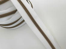 Load image into Gallery viewer, White Zipper Tape with Antique Bronze teeth - No. 5