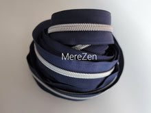 Load image into Gallery viewer, Navy Zipper Tape with Silver teeth - No. 5