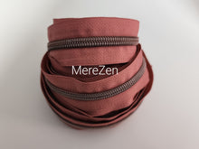 Load image into Gallery viewer, Dusty Rose Zipper Tape with Antique Copper Teeth - No. 5