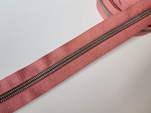 Load image into Gallery viewer, Dusty Rose Zipper Tape with Antique Copper Teeth - No. 5