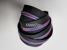 Load image into Gallery viewer, Black Zipper Tape with Night Garden Teeth - No. 5