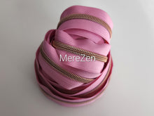 Load image into Gallery viewer, Pink Candy Zipper Tape with Rose Gold teeth - No. 5