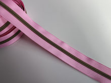 Load image into Gallery viewer, Pink Candy Zipper Tape with Antique Bronze teeth - No. 5