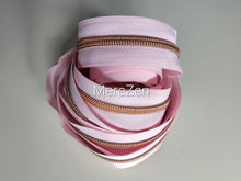 Load image into Gallery viewer, Baby Pink Zipper Tape with Rose Gold Teeth - No. 5