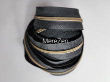 Load image into Gallery viewer, Black Zipper Tape with Antique Bronze Teeth - No. 3