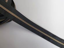 Load image into Gallery viewer, Black Zipper Tape with Antique Bronze Teeth - No. 3