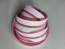 Load image into Gallery viewer, Baby Pink Zipper Tape with Rose Gold Teeth - No. 3