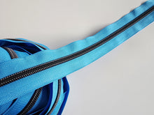 Load image into Gallery viewer, Bright Blue Zipper Tape with Matte Black Teeth - No. 5