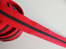 Load image into Gallery viewer, Red Zipper Tape with Matte Black Teeth - No. 5