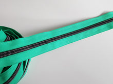 Load image into Gallery viewer, Green Zipper Tape with Matte Black Teeth - No. 5