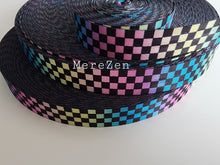 Load image into Gallery viewer, 1 Inch Webbing Rainbow Check - Polyester
