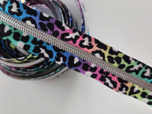 Load image into Gallery viewer, Rainbow Leopard Zipper Tape with Silver Teeth - No. 5