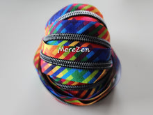 Load image into Gallery viewer, Rainbow Burst Zipper Tape with Gunmetal Teeth - No. 5