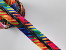 Load image into Gallery viewer, Rainbow Burst Zipper Tape with Gunmetal Teeth - No. 5