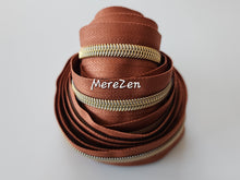 Load image into Gallery viewer, Brown Chestnut Zipper Tape with Gold Teeth - No. 5