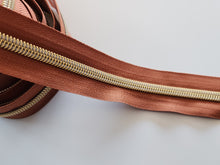 Load image into Gallery viewer, Brown Chestnut Zipper Tape with Gold Teeth - No. 5