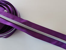 Load image into Gallery viewer, Dark Magenta Zipper Tape with Silver teeth - No. 5