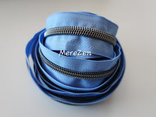 Load image into Gallery viewer, Cornflower Zipper Tape with Gunmetal Teeth - No. 5
