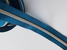 Load image into Gallery viewer, Dark Teal Zipper Tape with Light Gold Teeth - No. 5