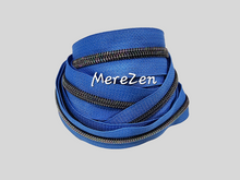 Load image into Gallery viewer, Blue Zipper Tape with Gunmetal teeth - No. 5
