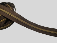 Load image into Gallery viewer, Chocolate Zipper Tape with Antique Bronze teeth - No. 5
