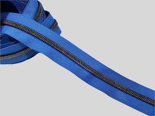 Load image into Gallery viewer, Blue Zipper Tape with Gunmetal teeth - No. 5
