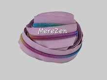Load image into Gallery viewer, Soft Lilac Zipper Tape with Rainbow Teeth - No. 5
