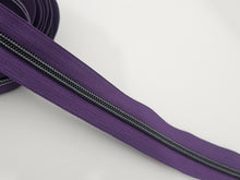 Load image into Gallery viewer, Dark Purple Zipper Tape with Gunmetal Teeth - No. 5
