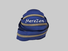 Load image into Gallery viewer, Persian Blue Zipper Tape with Bronze Gold teeth - No. 5
