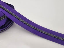 Load image into Gallery viewer, Bright Purple Zipper Tape with Gunmetal Teeth - No. 5
