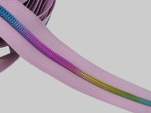 Load image into Gallery viewer, Soft Lilac Zipper Tape with Rainbow Teeth - No. 5
