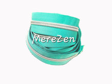Load image into Gallery viewer, Turquoise Zipper Tape with Silver teeth - No. 5
