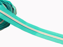 Load image into Gallery viewer, Turquoise Zipper Tape with Silver teeth - No. 5
