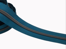 Load image into Gallery viewer, Peacock Blue Zipper Tape with Gunmetal Teeth - No. 5
